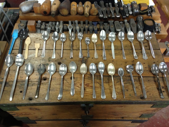 The workshop teaspoon collection - acquired over the years from antique parlours, fish and chip shops and train station cafes the length and breadth of the country